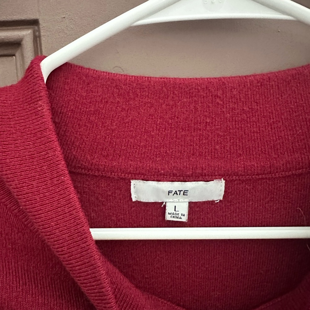 Fate Women's V-Neck Sweater in Rich Red